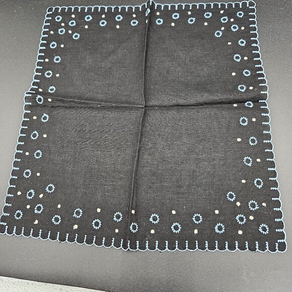 Lot of 10 VTG linen/cotton handkerchiefs assorted colors, patterns and sizes - Picture 11 of 15